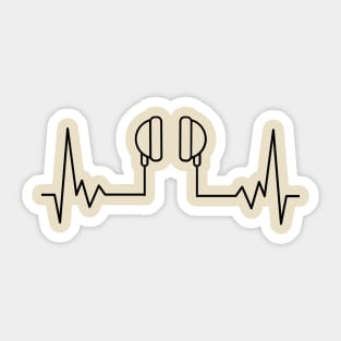 Heartbeat design with headphones Sticker